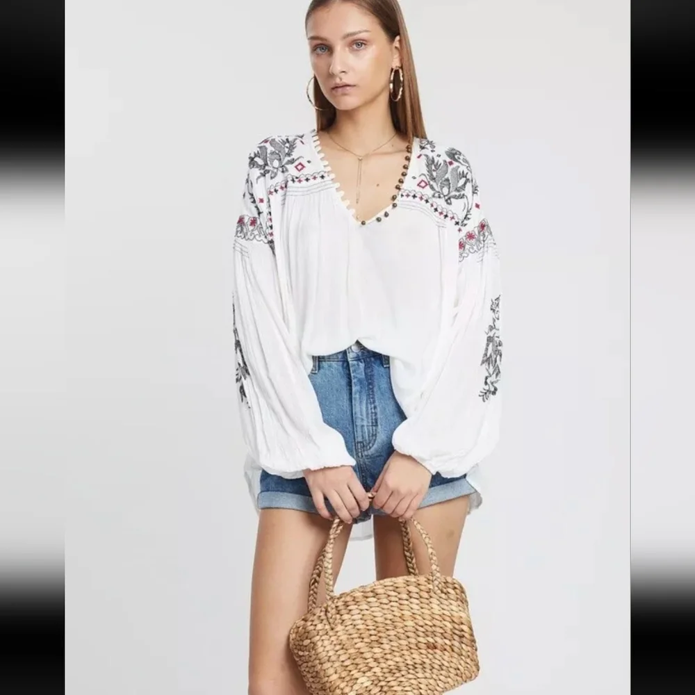 Free People Rock It Tonight Peasant Blouse